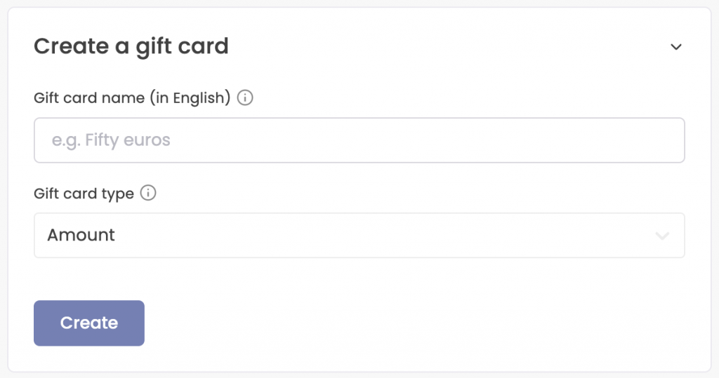 Create gift card form