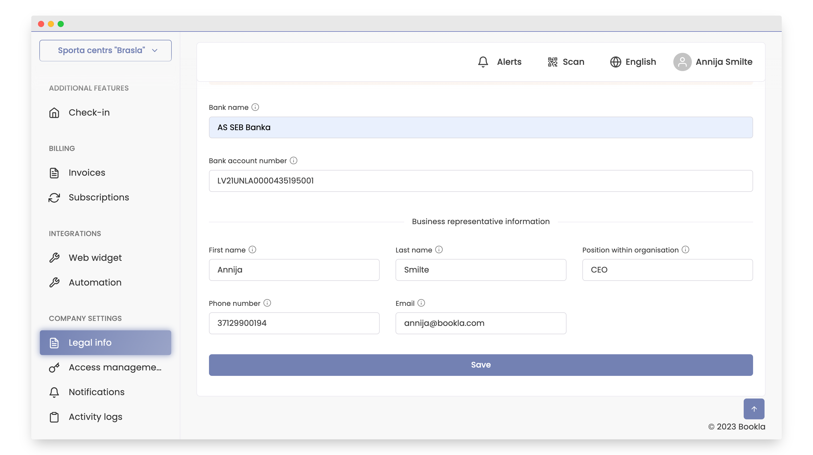 business representive info