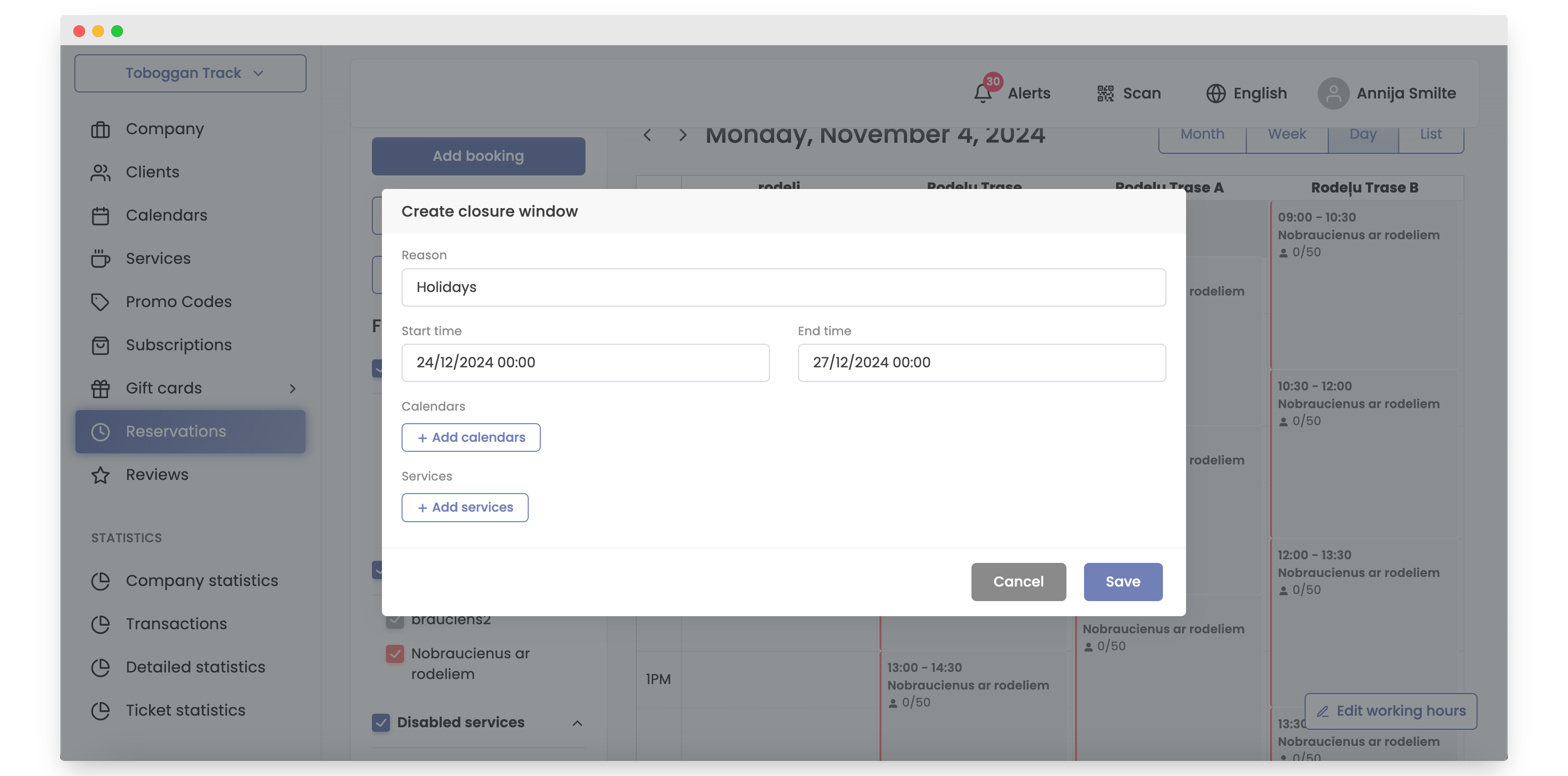 creating closure window