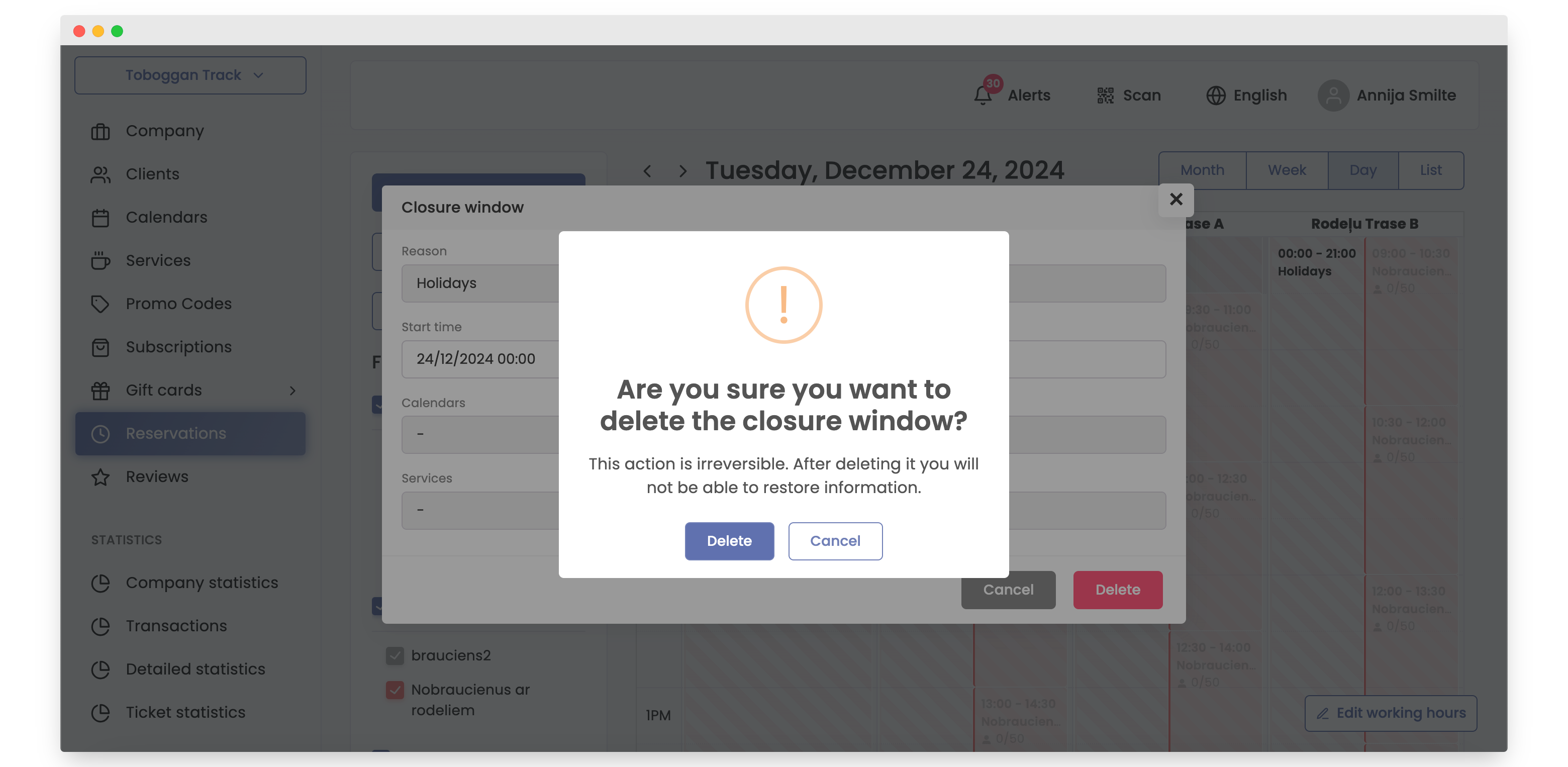 delete closure window