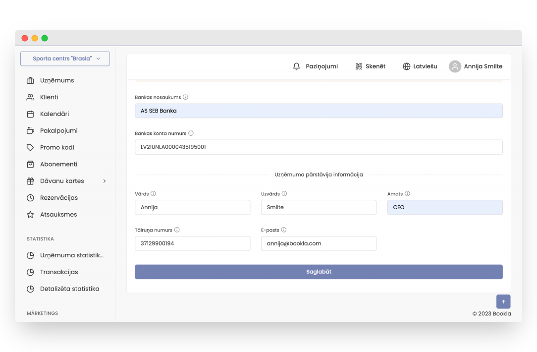 business representive info