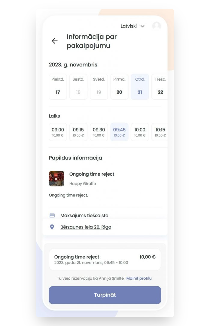 izvēlieties pakalpojumu