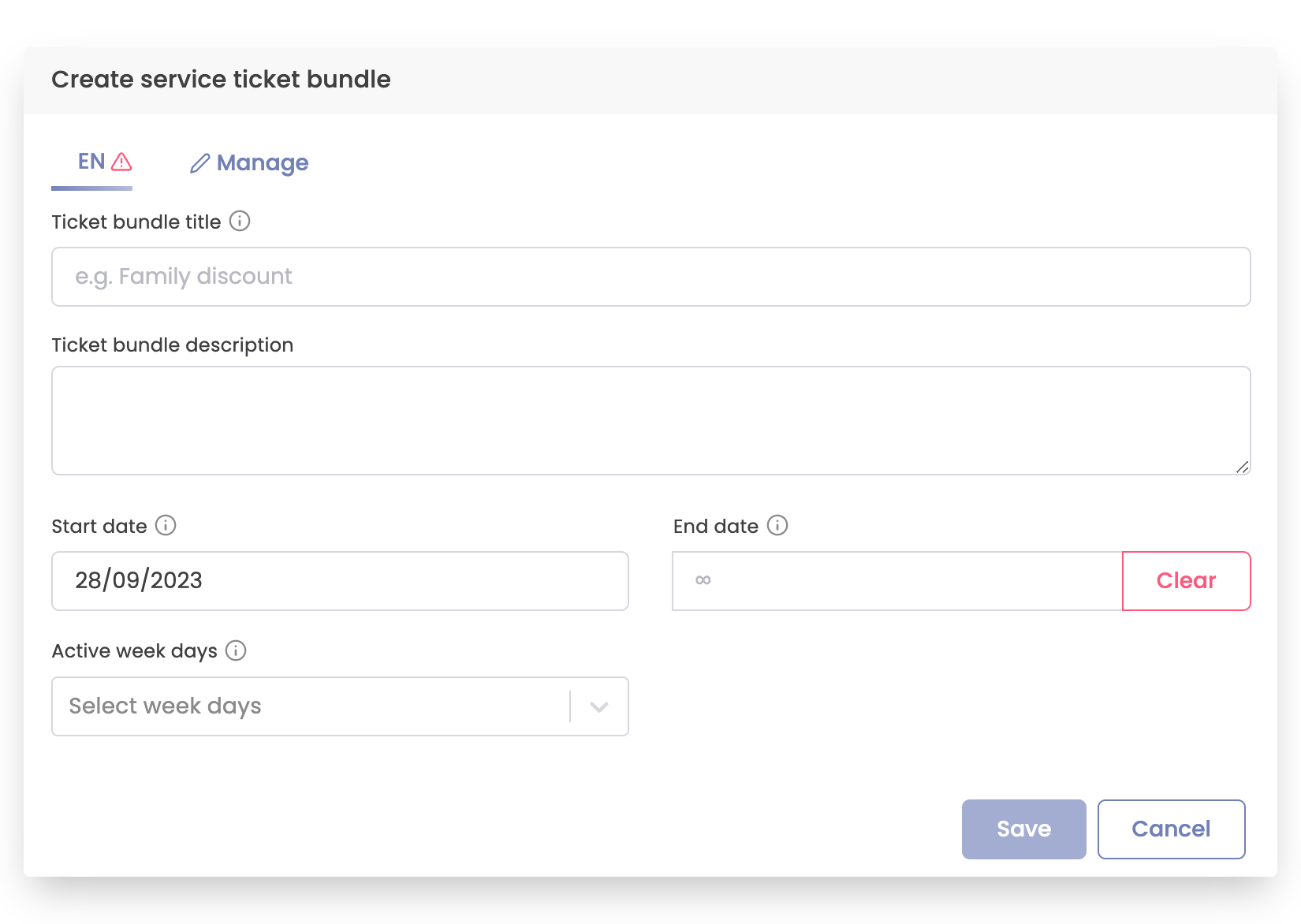 Izveidojiet biļešu komplekta veidlapu