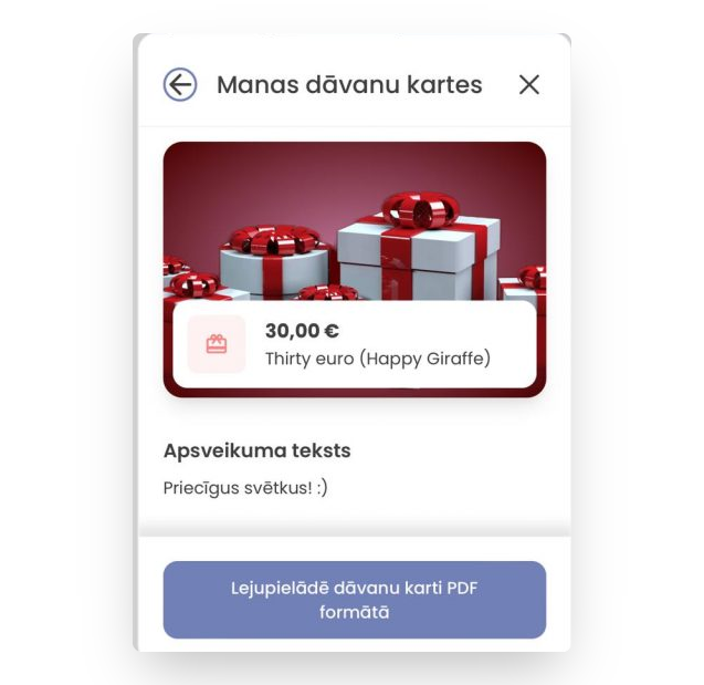 lejupielādēt dāvanu karti