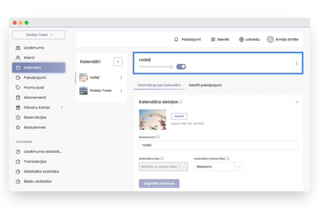 Enabling the calendar