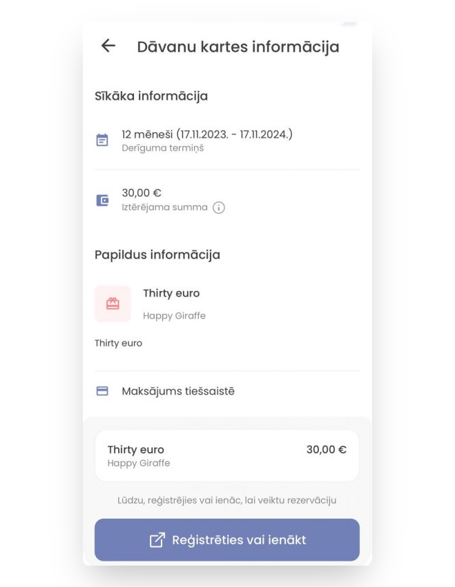 izvēlieties dāvanu karti