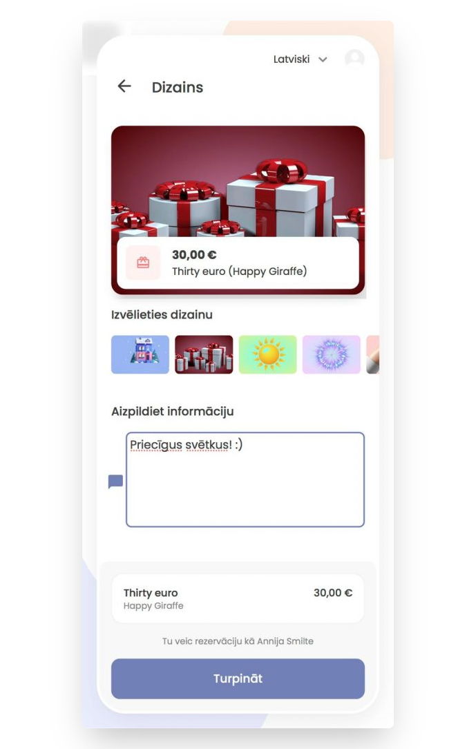 dāvanu kartes dizains