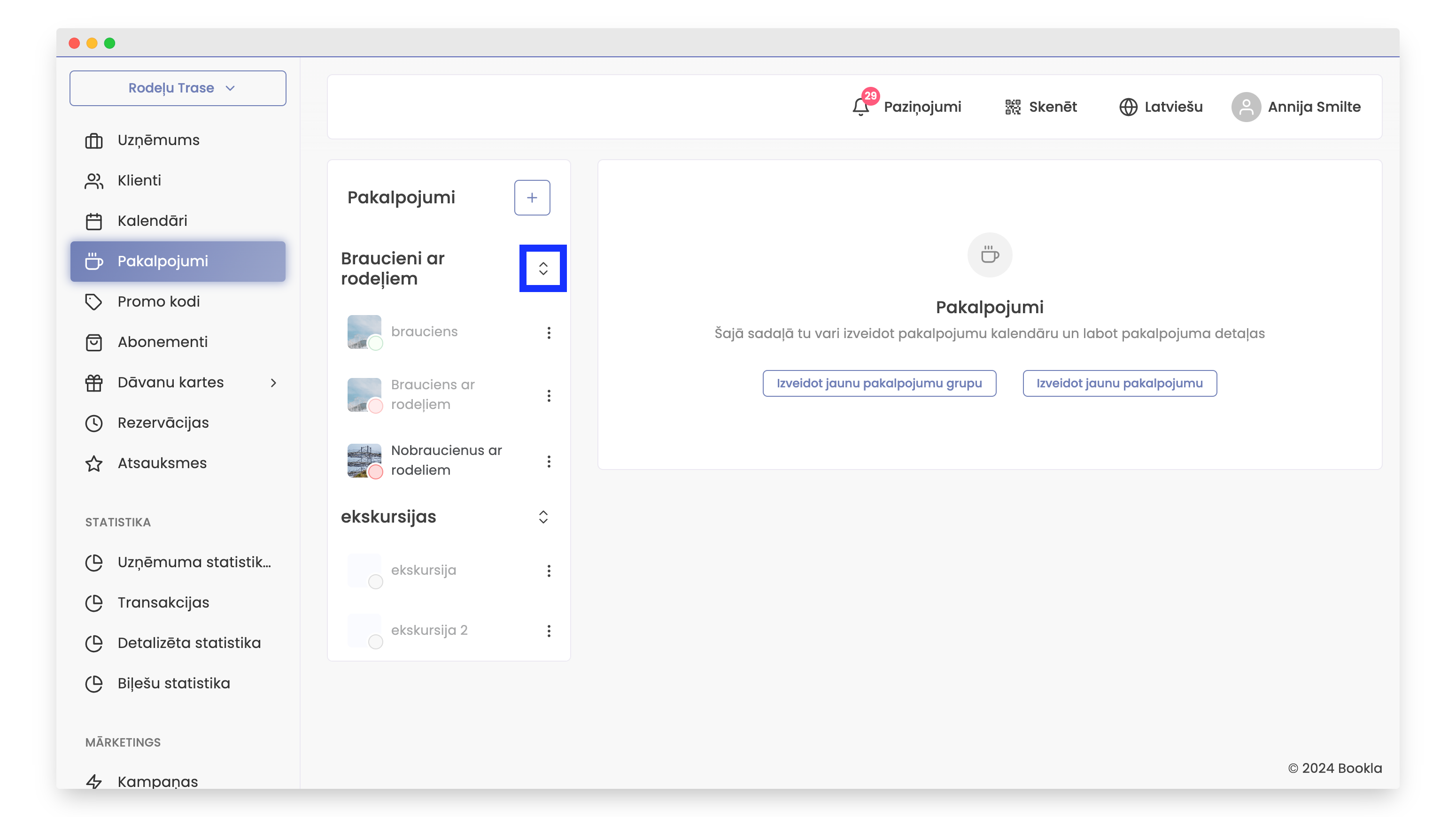 Pakalpojumu grupu pārvietošana