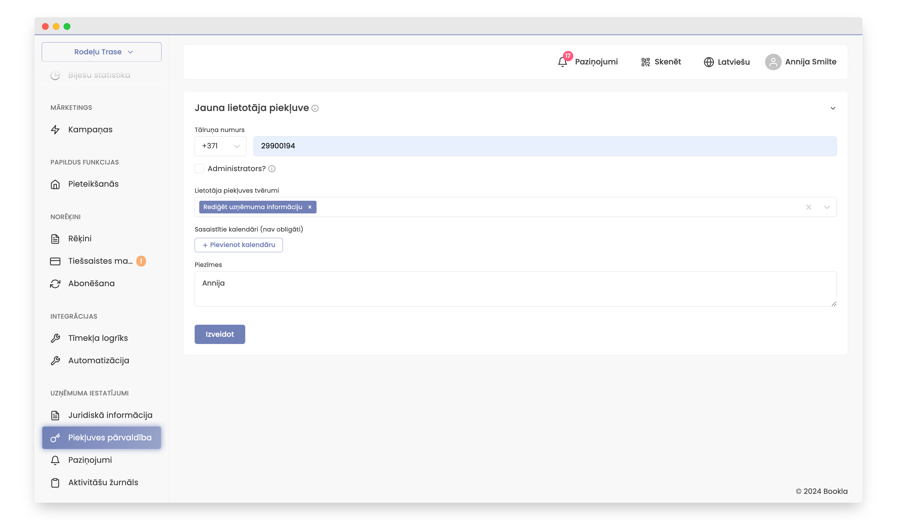 piekļuves iestatījumi